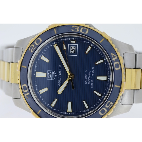 59 - TAG HEUER AQUARACER REFERENCE WAK2120-0 BOX AND PAPERS 2015, circular blue striped dial with applied... 