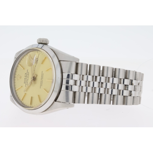 63 - ROLEX DATEJUST 36 REFERENCE 16000 BOX AND PAPERS 1989, circular champagne dial with baton hour marke... 