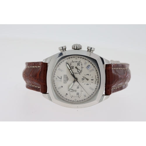 70 - HEUER MONZA CHRONOGRAPH BY TAG HEUER REFERENCE CR2111 BOX AND PAPERS 2002, circular white dial with ... 