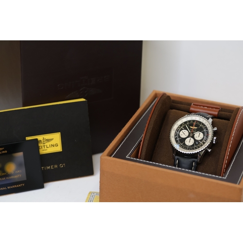 75 - BREITLING NAVITIMER 01 46 REFERENCE AB0127 BOX AND PAPERS 2016, circular black dial with baton hour ... 