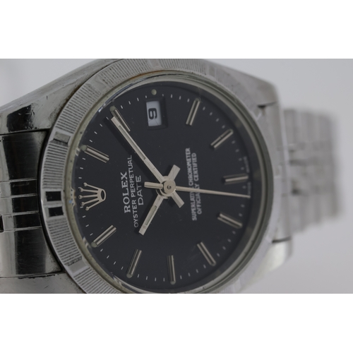 76 - LADIES ROLEX 69190 OYSTER PERPETUAL DATE BOX AND PAPERS CIRCA 1993,  black dial, baton hour markers,... 