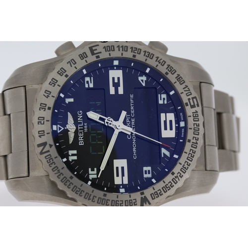 77 - BREITLING COCKPIT B50 CHRONOGRAPH TITANIUM REFERENCE EB5010, digital / analogue black dial with whit... 