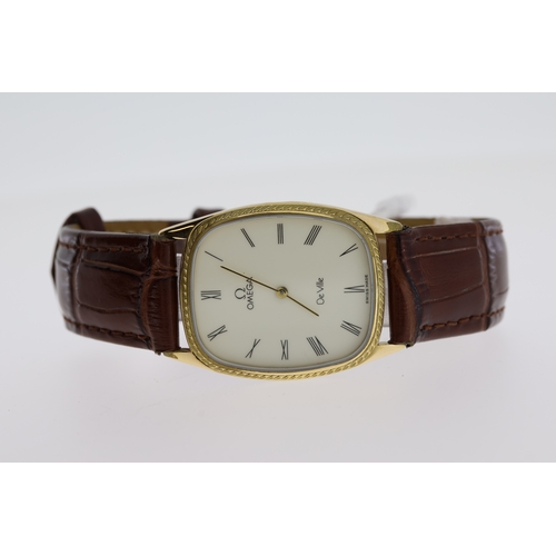 79 - OMEGA DE VILLE QUARTZ WATCH WITH BOX, white dial with roman numeral hour markers, approx 27mm gold p... 