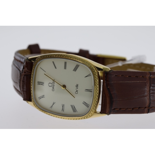 79 - OMEGA DE VILLE QUARTZ WATCH WITH BOX, white dial with roman numeral hour markers, approx 27mm gold p... 