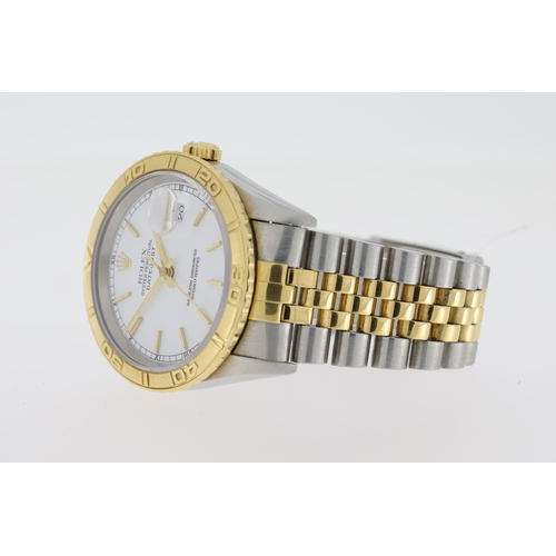 82 - ROLEX DATEJUST TURN-O-GRAPH REFERENCE 16263 BOX AND PAPERS 1997, circular whire dial with baton hour... 