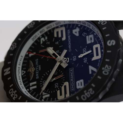 85 - BREITLING ENDURANCE PRO CHRONOGRAPH REFERENCE X82310 BOX AND PAPERS 2021, circular black dial with a... 