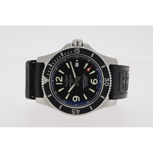 87 - BREITLING SUPEROCEAN REFERENCE A17367 WITH BOX AND PAPERS 2019,  44mm case, black dial with luminous... 