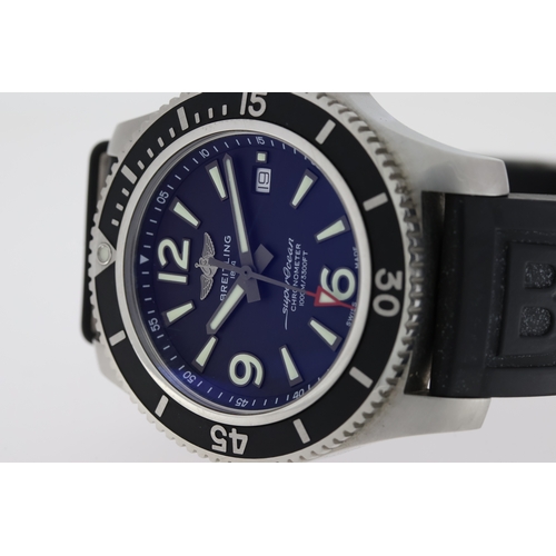 87 - BREITLING SUPEROCEAN REFERENCE A17367 WITH BOX AND PAPERS 2019,  44mm case, black dial with luminous... 