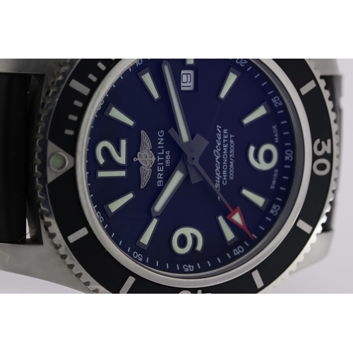 87 - BREITLING SUPEROCEAN REFERENCE A17367 WITH BOX AND PAPERS 2019,  44mm case, black dial with luminous... 