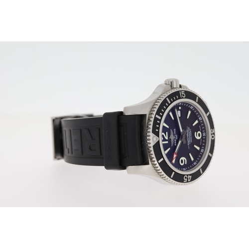 87 - BREITLING SUPEROCEAN REFERENCE A17367 WITH BOX AND PAPERS 2019,  44mm case, black dial with luminous... 