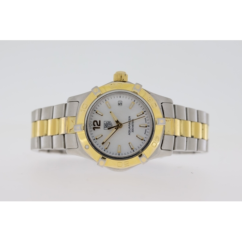 88 - LADIES TAG HEUER AQUARACER BI-COLOUR REFERENCE WAF1424, white dial, steel and gold plated case and b... 