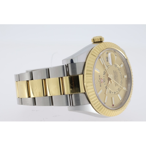 100 - ROLEX BI COLOUR SKY-DWELLER REFERENCE 326933, champagne dial with fluted bezel, bi colour case and O... 