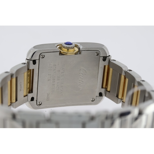 101 - CARTIER TANK ANGLAISE STEEL AND GOLD REFERENCE 3485, square silver guilloche dial with roman numeral... 