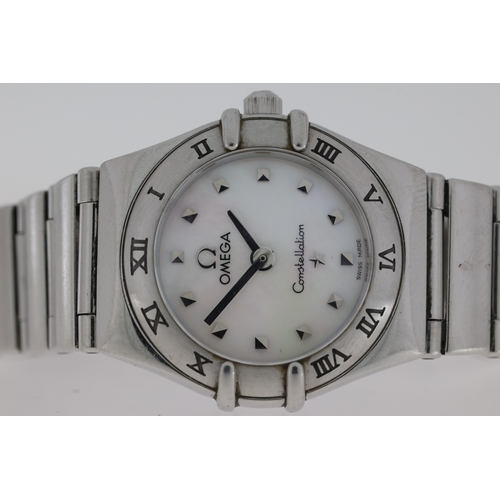 104 - LADIES OMEGA CONSTELLATION,  white mother of pearl dial, stainless steel case and bracelet, 23mm, ca... 