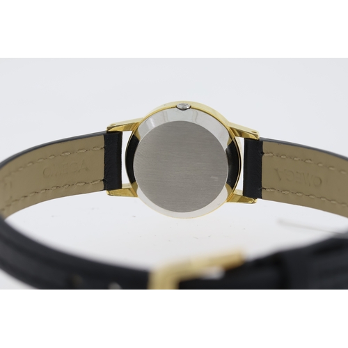 105 - LADIES VINTAGE OMEGA DE VILLE QUARTZ,  champagne dial, gold plated case, 20mm, Omega black strap and... 