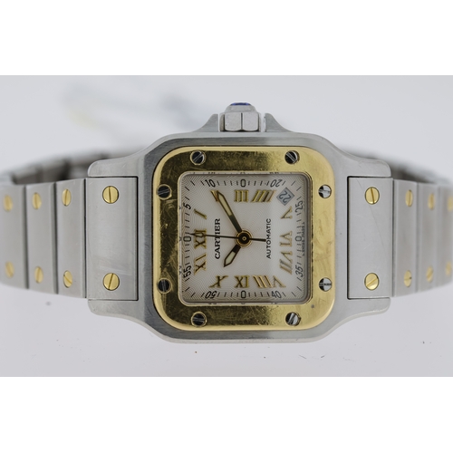 107 - CARTIE SANTOS GALBEE REFERENCE 2423 AUTOMATIC,  radial dial with gold Roman numerals, outer track, d... 