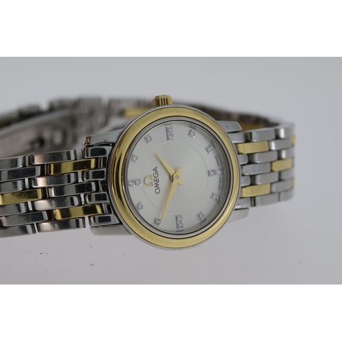 109 - LADIES OMEGA DEVILLE PRESTIGE QUARTZ DIAMOND DOT CIRCIA 1998, 22mm stainless steel case with snap on... 