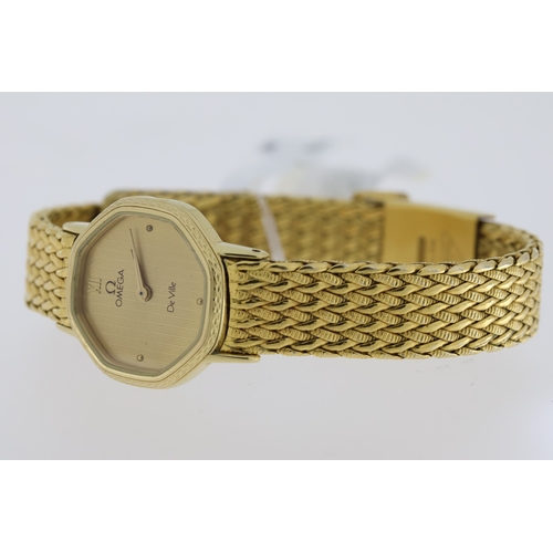 110 - LADIES OMEGA DEVILLE 1387 QUARTZ, gold plated, Omega bracelet and clasp, 20mm