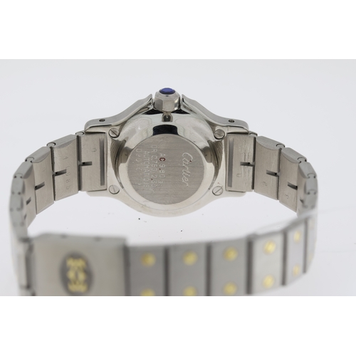 111 - CARTIER SANTOS OCTAGON AUTOMATIC REFERENCE 0907, brushed grey dial with 18ct gold bezel, stainless s... 