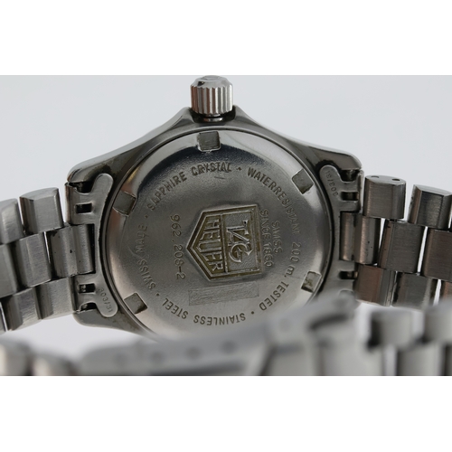 115 - ladies tag heuer professional reference 962208-2, grey dial, stainless steel bezel, case and bracele... 