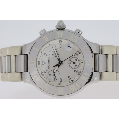 118 - CARTIER 21 CHRONOSCAPH QUARTZ WATCH REFERENCE 2424. 38mm stainless steel case with screw down case b... 