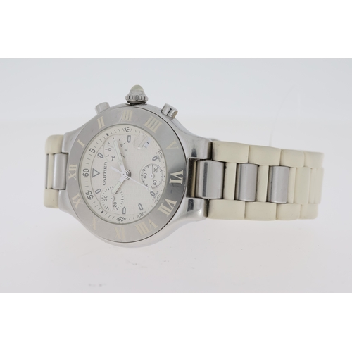 118 - CARTIER 21 CHRONOSCAPH QUARTZ WATCH REFERENCE 2424. 38mm stainless steel case with screw down case b... 