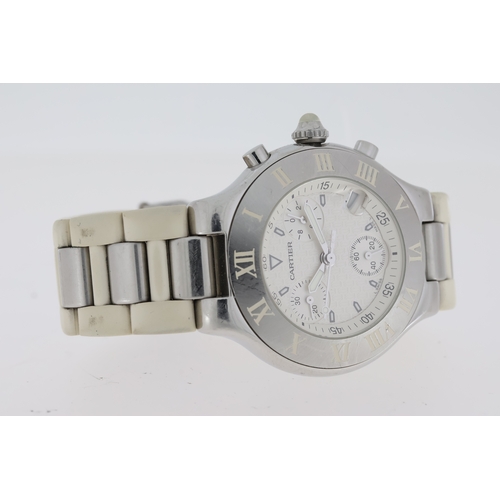 118 - CARTIER 21 CHRONOSCAPH QUARTZ WATCH REFERENCE 2424. 38mm stainless steel case with screw down case b... 