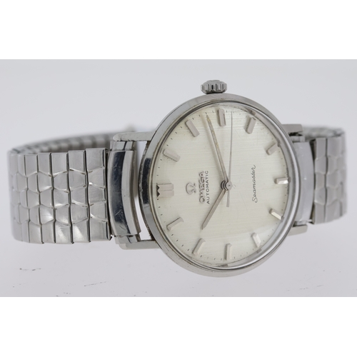 119 - VINTAGE OMEGA SEAMASTER AUTOMATIC, 34mm stainless steel case, front loaded watch. Silver dial with b... 