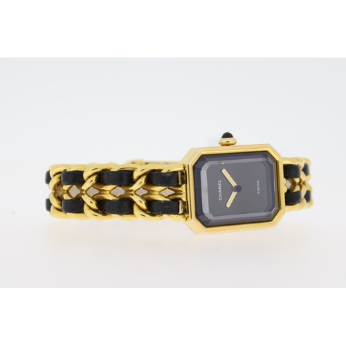 123 - CHANEL PREMIERE REFERENCE 95794, BLACK DIAL WITH FACETED GLASS, GOLD PLATED 20MM CASE, GOLD PLATED A... 