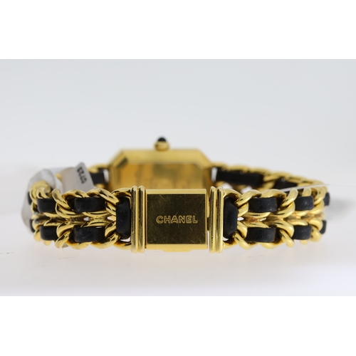 123 - CHANEL PREMIERE REFERENCE 95794, BLACK DIAL WITH FACETED GLASS, GOLD PLATED 20MM CASE, GOLD PLATED A... 