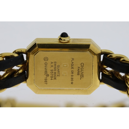 123 - CHANEL PREMIERE REFERENCE 95794, BLACK DIAL WITH FACETED GLASS, GOLD PLATED 20MM CASE, GOLD PLATED A... 