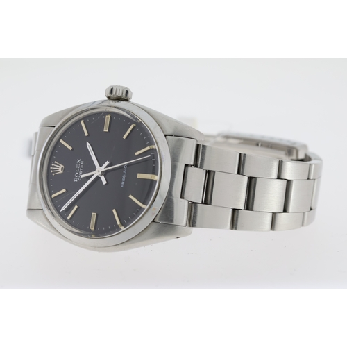 135 - VINTAGE ROLEX OYSTER PRECISION REFERENCE 6426 CIRCA 1981, circular gloss black dial with baton hour ... 