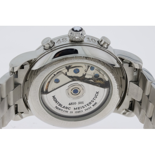 137 - MONTBLANC STAR MEISTERSTUCK CHRONOGRAPH AUTOMATIC REFERENCE 7016, circular silver dial with Breguet ... 