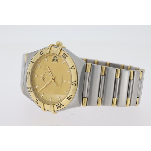 139 - OMEGA CONSTELLATION QUARTZ STEEL AND GOLD CIRCA 1998, circular champagne dial with baton hour marker... 