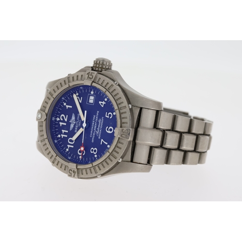 144 - BREITLING SEAWOLF AVENGER TITANIUM REFERENCE E17370, circular blue dial with applied hour markers, q... 