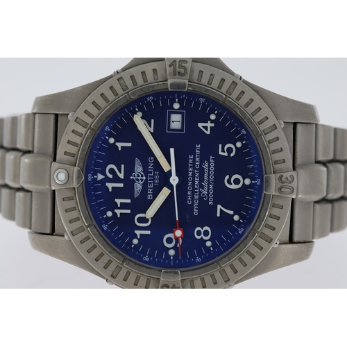 144 - BREITLING SEAWOLF AVENGER TITANIUM REFERENCE E17370, circular blue dial with applied hour markers, q... 