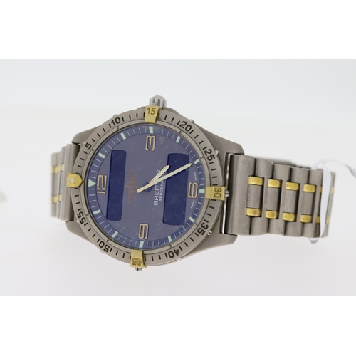 146 - BREITLING AROSPACE TITANIUM REFERENCE F56062,  grey dial, gold Arabic numerals, digital / analogue d... 