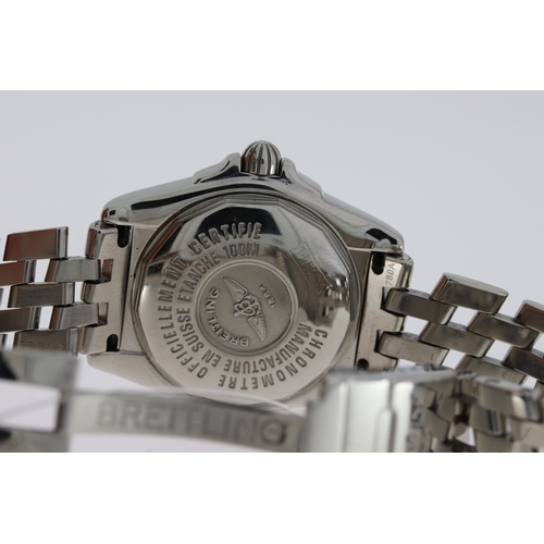 148 - LADIES BREITLING GALACTIC COCKPIT REFERNECE A71356, circular silver dial with diamond dot hour marke... 