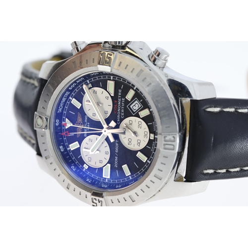 149 - BREITLING COLT CHRONOGRAPH REFERENCE A73388 WITH PAPERS 2019, circular black dial with applied hour ... 