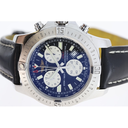 149 - BREITLING COLT CHRONOGRAPH REFERENCE A73388 WITH PAPERS 2019, circular black dial with applied hour ... 