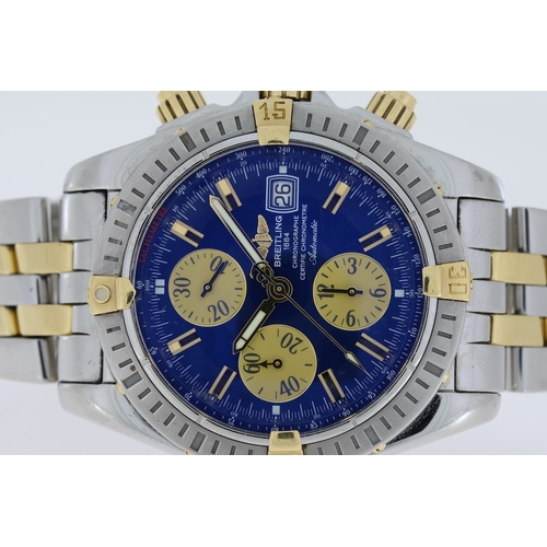 96 - BREITLING CHRONOMAT EVOLUTION REFERENCE B13356, circular blue dial with applied hour markers, chrono... 