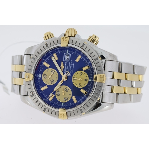 96 - BREITLING CHRONOMAT EVOLUTION REFERENCE B13356, circular blue dial with applied hour markers, chrono... 