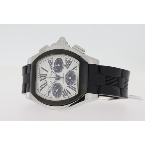 97 - CARTIER ROADSTER XL 'PANDA' CHRONOGRAPH AUTAOMTIC REFERENCE 3405, cream dial with black Roman numera... 