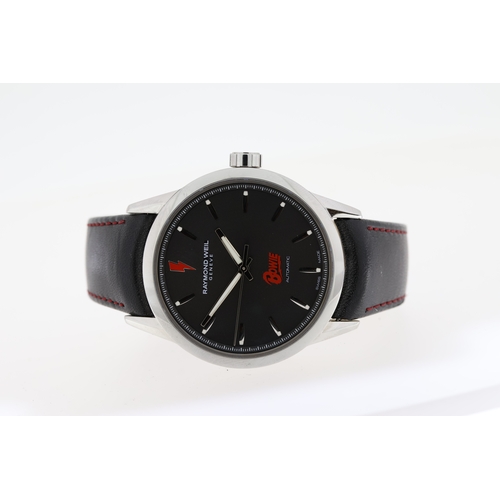 151 - RAYMOND WEIL REFERENCE 2731 DAVID BOWIE LIMITED EDITION WITH BOX, circular black dial with baton hou... 