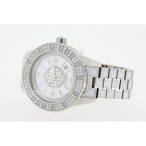 175 - DIOR CHRISTAL AUTOMATIC MOTHER OF PEARL REFERENCE CD113512, approx 34mm stainless steel case with sc... 