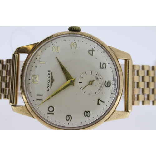 180 - 9CT VINTAGE LONGINES MECHANICAL WRISTWATCH REFERENCE 7297, inner case back hallmarked 9ct, engraved ... 