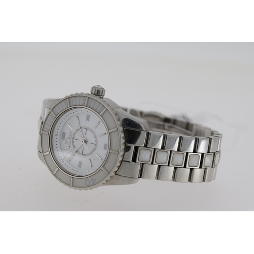 181 - LADIES DIOR CHRISTAL QUARTZ WATCH REFERENCE CD112112, approx 38 mm stainless steel case with screw d... 