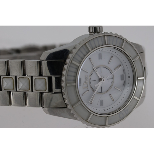 181 - LADIES DIOR CHRISTAL QUARTZ WATCH REFERENCE CD112112, approx 38 mm stainless steel case with screw d... 