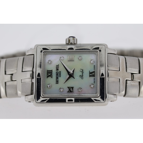 188 - LADIES RAYMOND WEIL PARSIFAL MOTHER OF PEARL REFERENCE 9631, approx 18mm stainless steel case with s... 