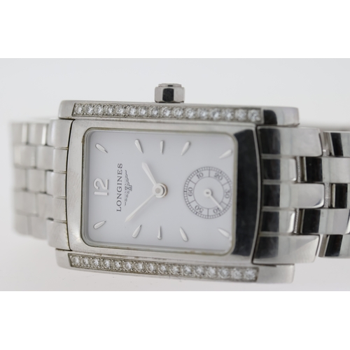 200 - LADIES LONGINES DOLCEVITA QUARTZ WRIST WATCH REFERENCE L5.502.0, approx 22mm diamond set stainless s... 